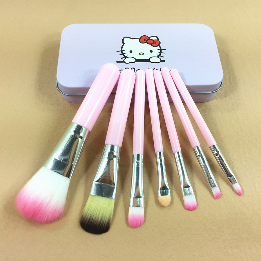 7支套刷化妆刷散粉刷腮红刷眼影刷鼻影刷唇刷眼线刷眼影棒眉睫梳|ru