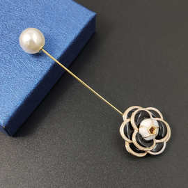 名媛小香风 黑色玫瑰花胸针女配饰外套别针开衫插针韩国奢华大气