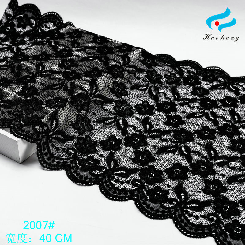 超宽边弹力蕾丝压纱版辅料 40公分黑白现货性感透视装内衣内裤花