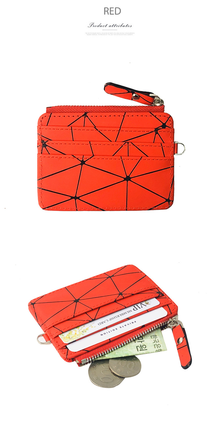 New Korean fashion coin wallet purse checkered coin bag zipper wallet multicard slot short card bag nihaojewelrypicture6