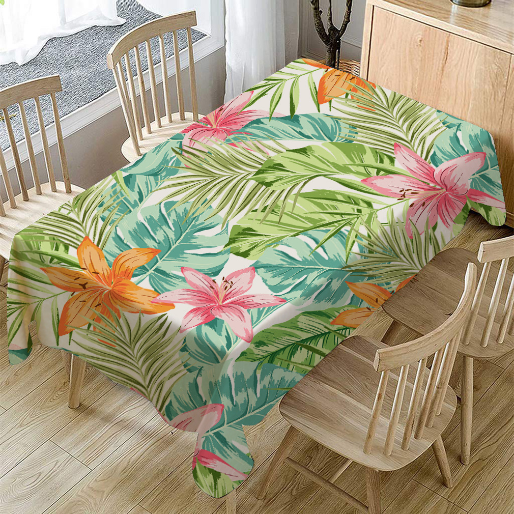 跨境热销 亚马逊爆款彩色花卉棉麻桌布批发 亚麻茶几台布餐桌布