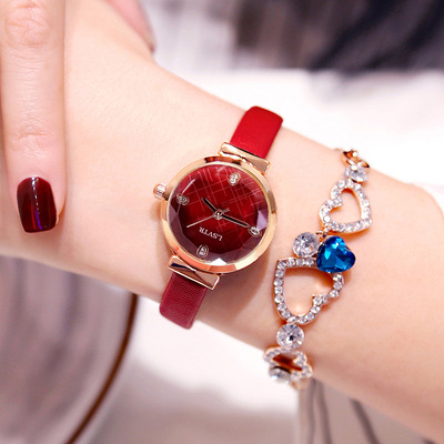 一件代发 微商爆款手表女抖音同款菱面石英腕表高档水钻女表学生