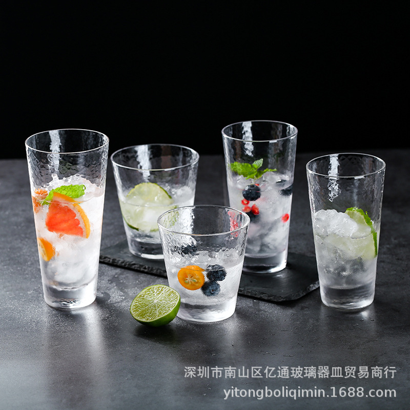 Japanese Hammer glass originality texture Hammer Juice Cup cold drink Cold water cup transparent Drink Cup