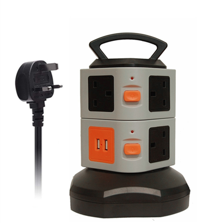 电商热销款带USB充电排插欧规英规插排欧规德规智能插座立式插座