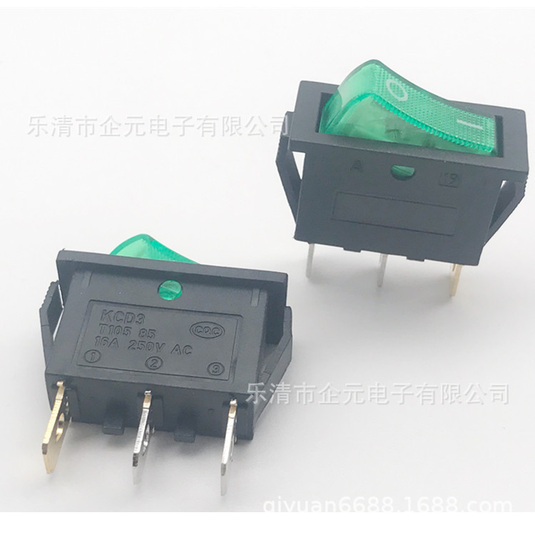 KCD3 4000W电炒锅开关 电热锅开关 16A 20A 银点脚大功率船型开关