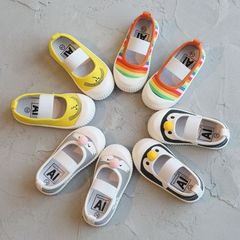 24 spring and autumn Korean version cartoon square mouth girls' shoes children's canvas shoes slip-on kindergarten shoes 1-8 years old