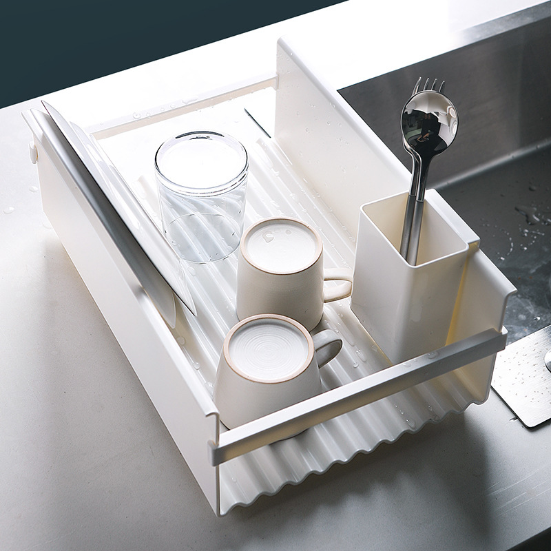 收纳整理架塑料放碗筷收纳盒碗碟沥水架 日式厨房置物架沥水碗架|ru