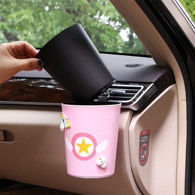 Cartoon multi-function air outlet waterproof garbage can car interior lovely rear seat hanging receptacle bucket