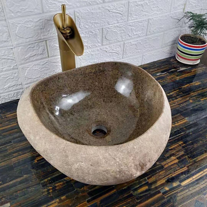 Cobblestone bathroom wash basin outdoor creative bathroom art basin irregular combination special-shaped basin wholesale