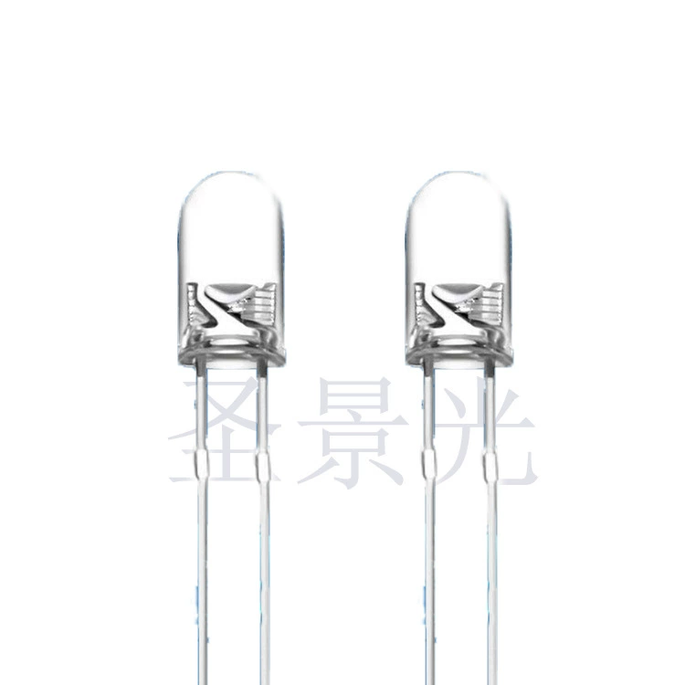 F3 borderless transparent purple round head short-legged LED straight-in lamp 3mm white-haired purple borderless LED light-emitting diode