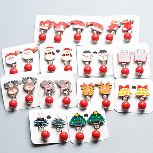 8g Weight Ear clips Classification 1 Pair Quantity Holiday Occasion Plastic Material Christmas Festival Cartoon Character Pattern Kid'S Gender Fashion Style Fashion Cartoon Character Plastic Christmas Kid'S Ear Clips 2
