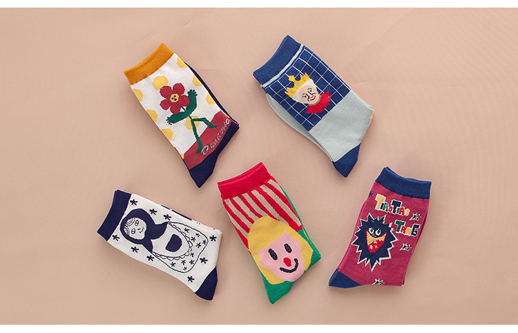 New Cartoon Animation Ladies Sports Socks Wholesale Pure Cotton Sweat-absorbent Women's Tube Socks display picture 2