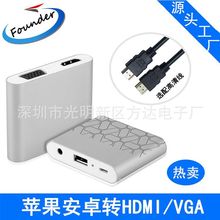 适用于苹果安卓手机转hdmi/vga转换器 usb母头通用连接电视投影仪