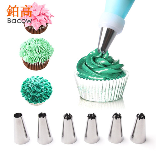 Set of 10 Flowering Tips, Stainless Steel Flowering Tips Cream Bags, Flowering Nail Mobile Cutting Converter Tool