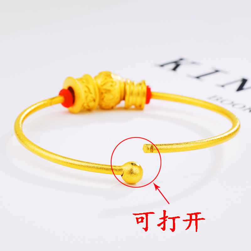 Celebridad en línea arena viva cuentas de oro pulsera mujer imitación oro todo partido chica pulsera abierta chapado en oro pulsera de cuentas de bricolaje