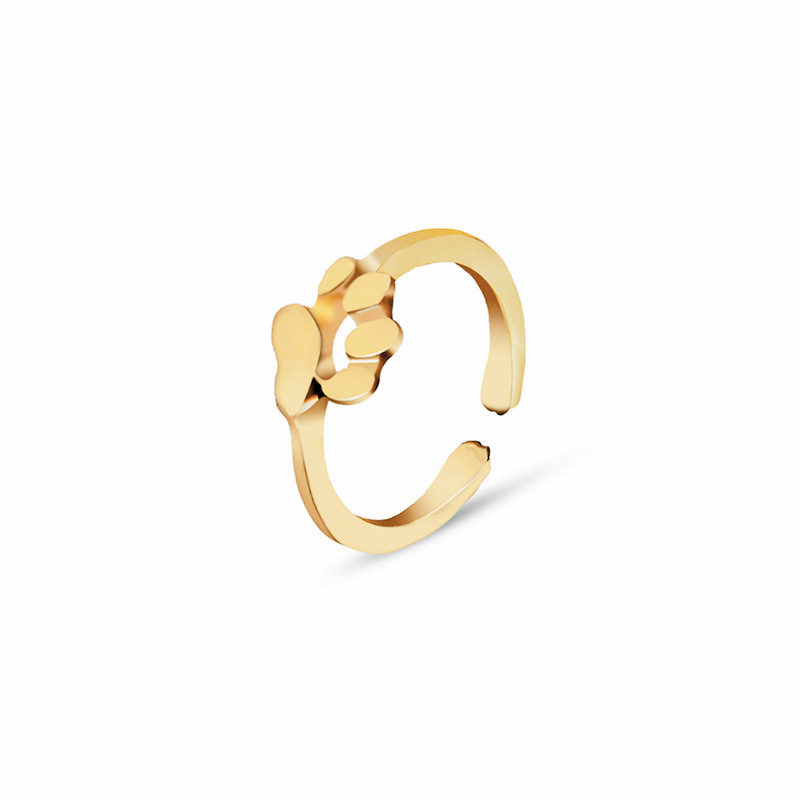 Fashion hollowed out dog paw opening ring animal kitten paw print tail ring wholesale