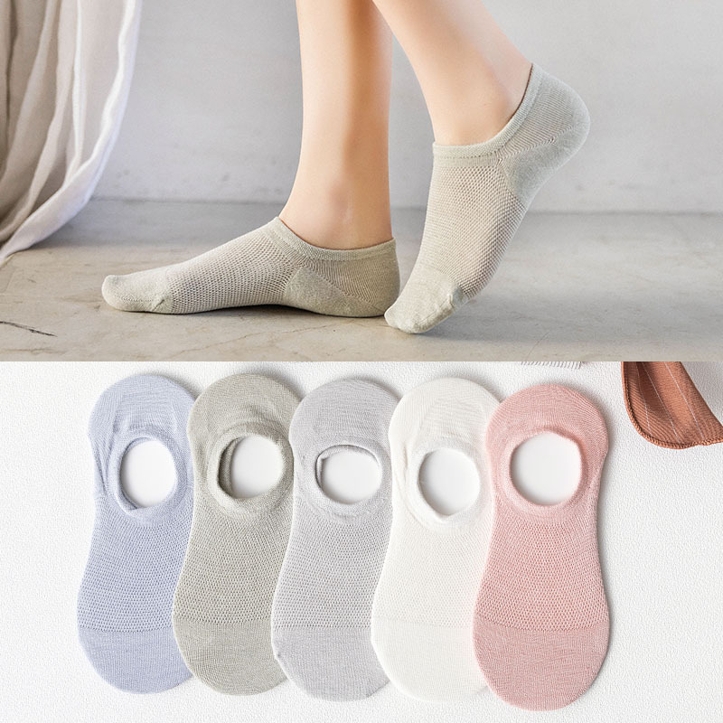Spring and Summer new fresh preppy style hollow out women's invisible boat Socks silicone non-slip socks women's socks wholesale
