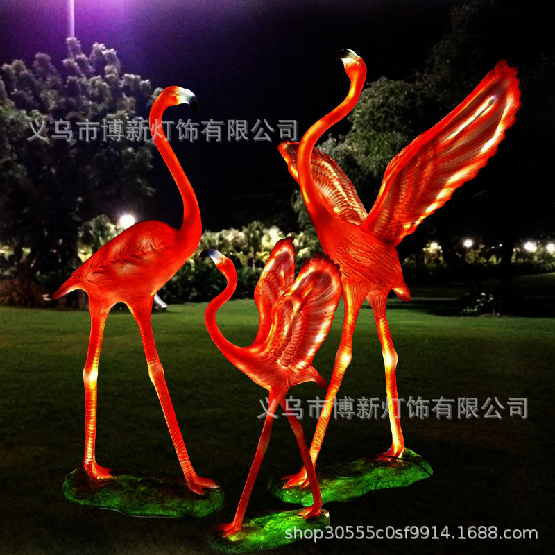 Cross-border supply LED flamingo shaped lamp, outdoor luminous waterproof landscape courtyard simulation animal decorative item detail image 4