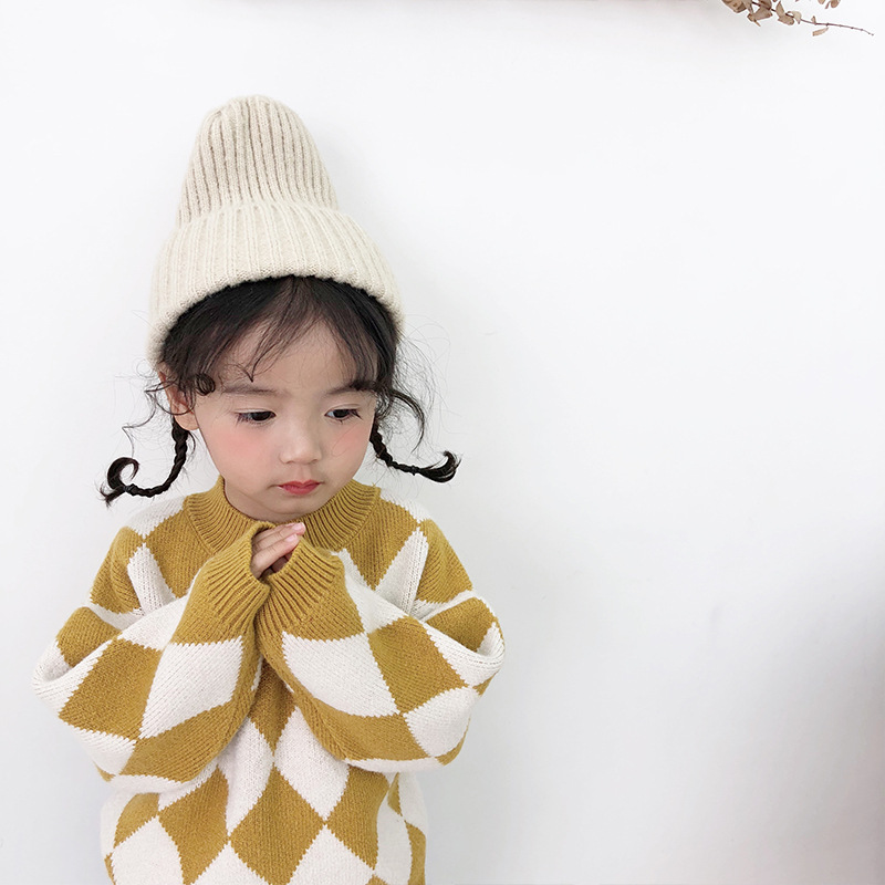 Children's clothing 2019 Spring New products girl Children baby neutral Korean Edition jacket sweater Long sleeve lattice sweater