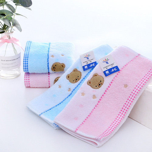 Gold size children's towel soft and absorbent pure cotton untwisted yarn face towel cute bear face towel