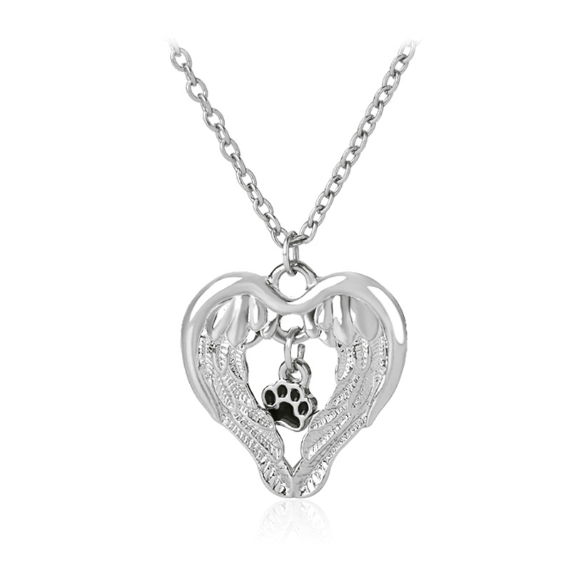 fashion creative fashion love wings wing empty dog paw pendant necklace  nihaojewelry wholesale