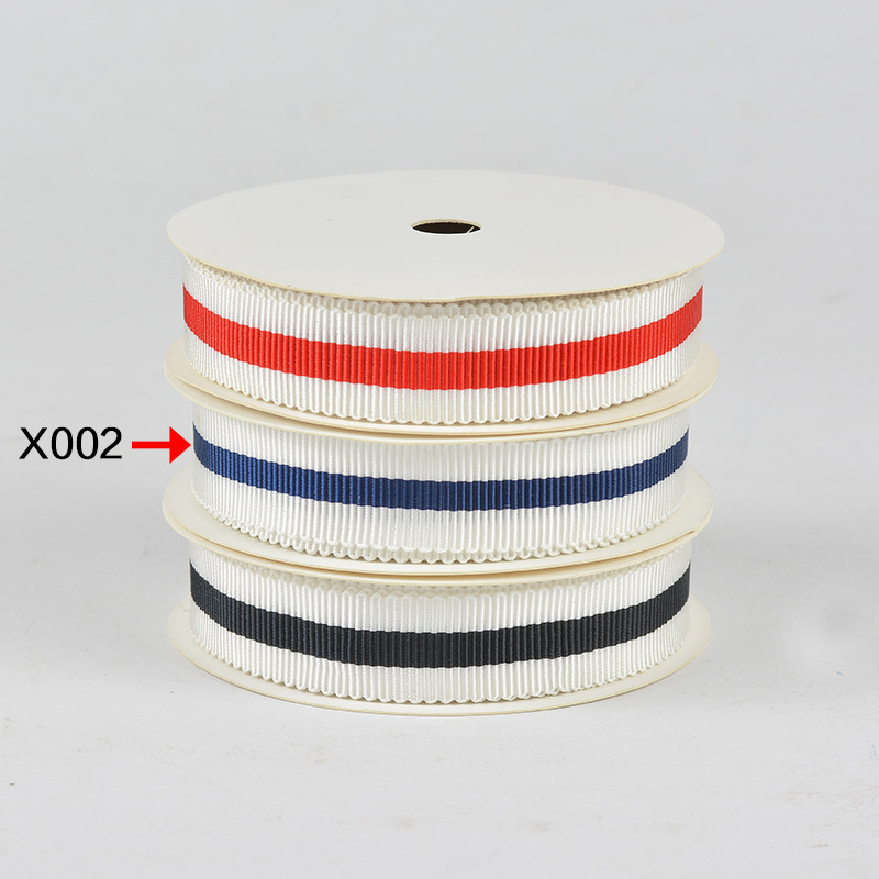 Tres colores a rayas poliéster sombrero cinturón ropa bolsa accesorios envoltura cinturón caja de regalo embalaje dentado cinta hilado teñido sombrero cinturón