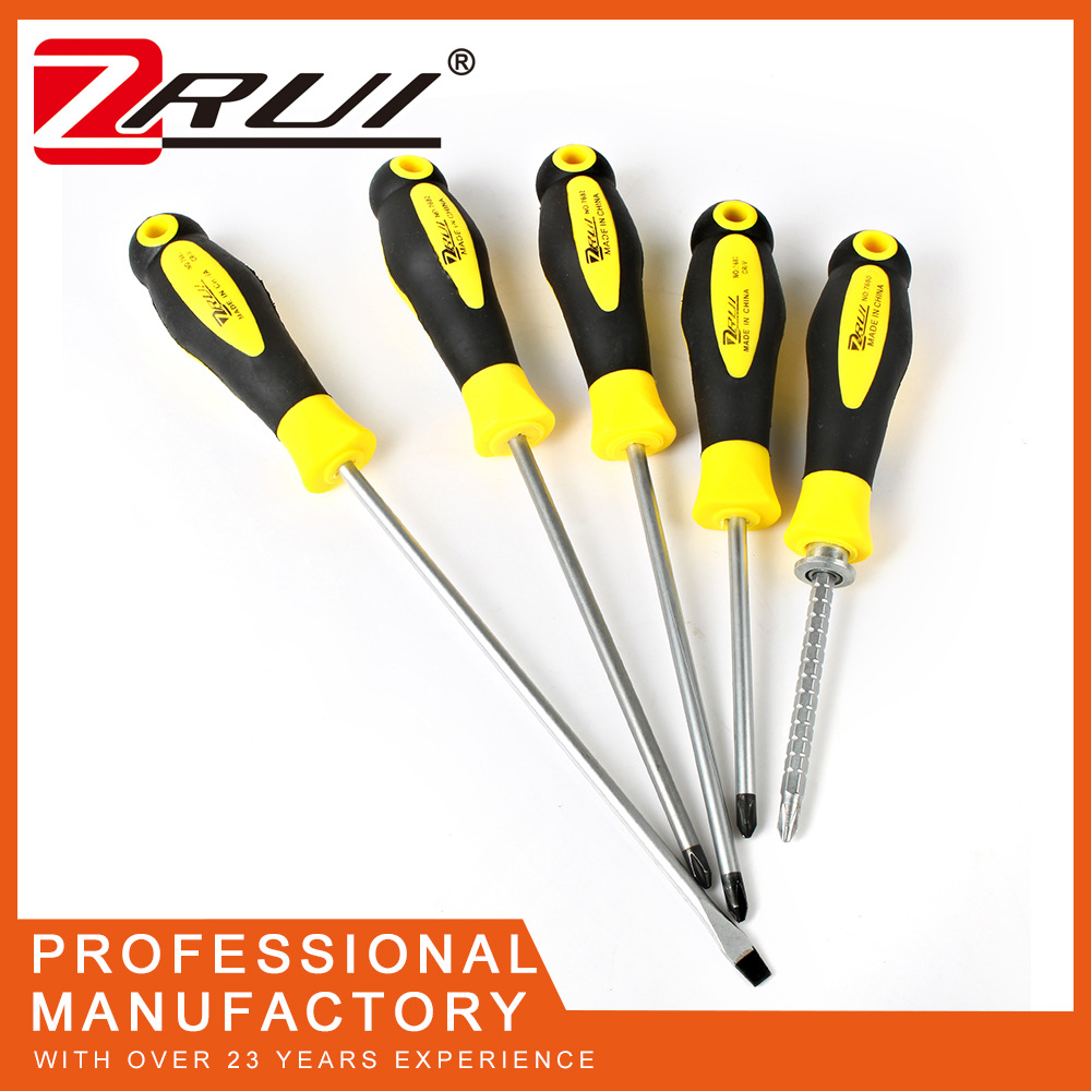 Destornillador antideslizante de plástico de dos colores de doble uso retráctil hogar industrial desmontaje herramienta de reparación Cruz-palabra flor de ciruelo