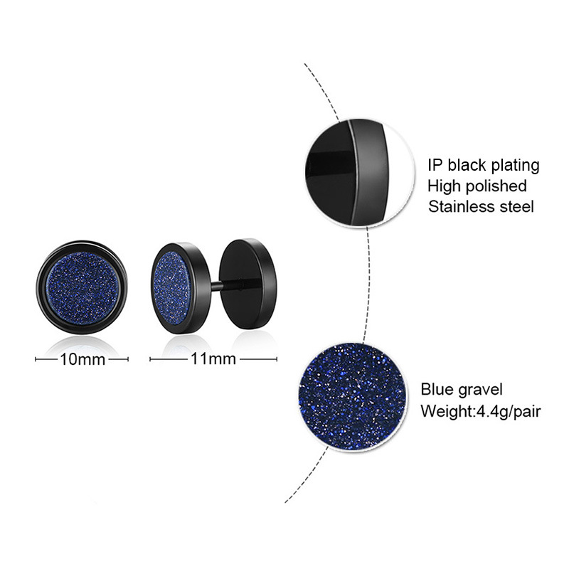 1 Pair Simple Style Round Titanium Steel Polishing Plating Inlay Turquoise Menu0027S Ear Studs