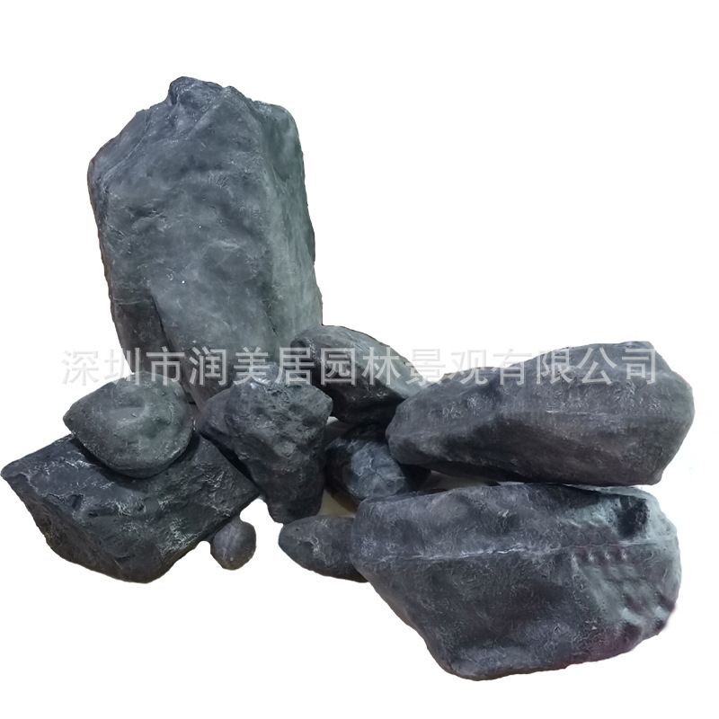 仿真石頭假石頭玻璃鋼灰色樹脂假山石頭園林裝飾展廳內外活動道具