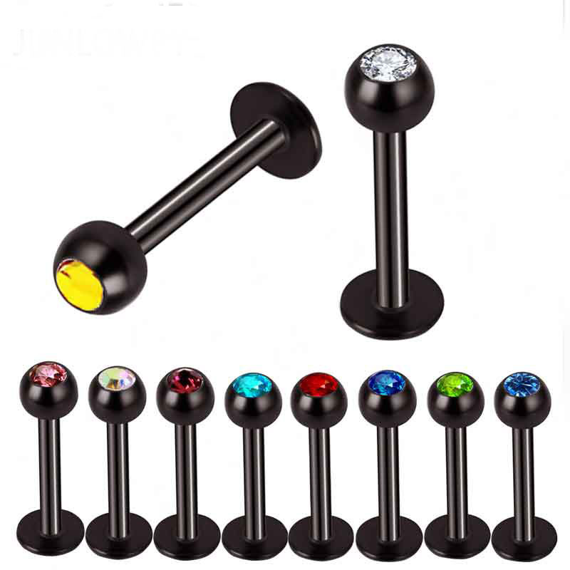 16G labret stud size and finish detail