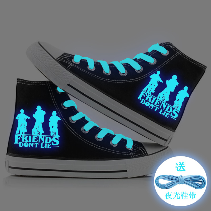 怪奇物语4 蓝夜光2 黑色高帮鞋