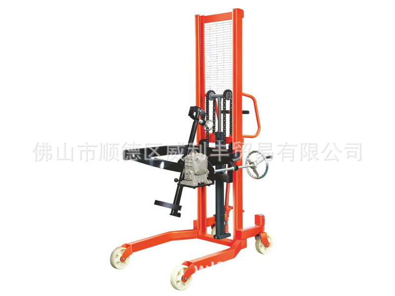 厂家直销牛力牌可倾式手动油桶升高车液压油桶搬运车堆高车手拖车