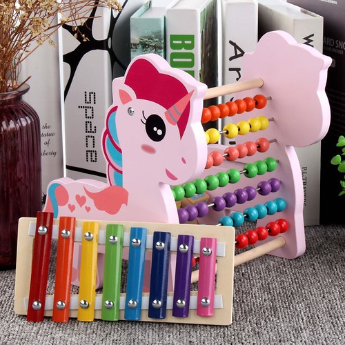 Wooden Mother Children's Wooden Educational Multifunctional Eight-note Knocking Calculator Stand Children's Educational Beads Early Education Toy