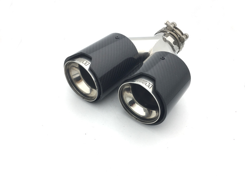 Suitable for BMW double titanium black carbon fiber tail throat 3 Series 5 series exhaust pipe modification M standard carbon fiber manufacturer