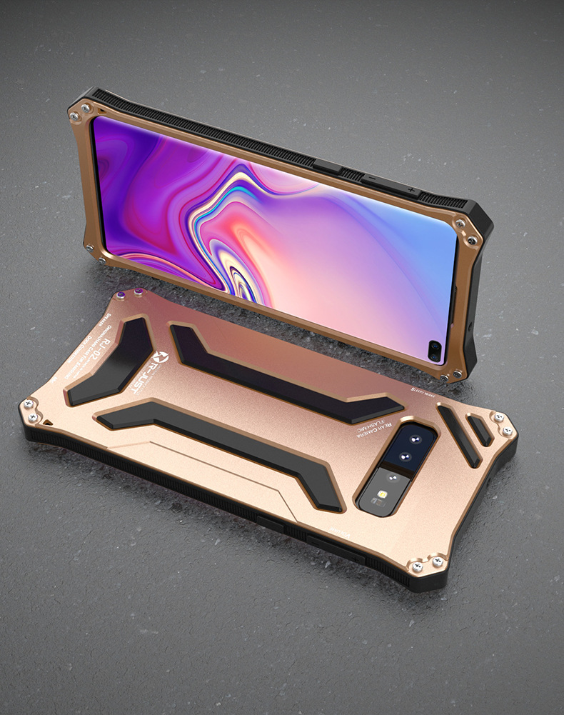 R-Just Gundam Water-resistant Shockproof Dirt-proof Snow-proof Premium Armor Heavy Duty Metal Protective Case Cover for Samsung Galaxy S10 Plus & Samsung Galaxy S10