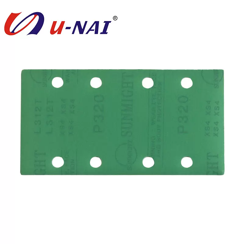 方形边8孔砂纸 防堵塞自粘背绒长方砂纸 拉绒长方块汽车打磨砂纸