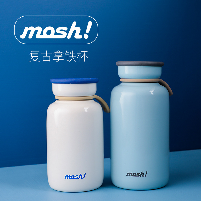 mosh儿童保温茶水杯子男女日本学生可爱便携ins原宿风简约拿铁杯|ms