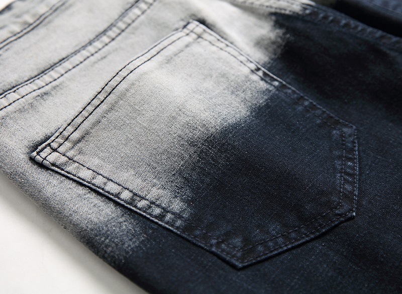 Men's Clothing Retro Denim Jeans For Men Distressed Color Blocking Stretch American Style Supply_viptrois.com