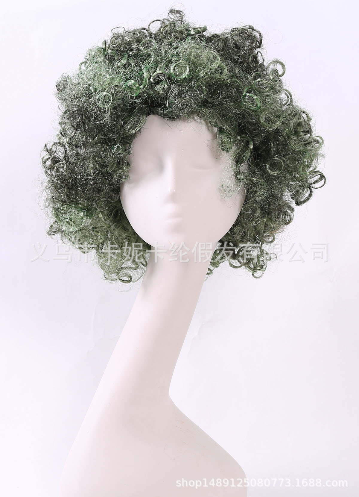 Los nuevos fanáticos de color verde claro envían cabello rizado de moda europeo y americano