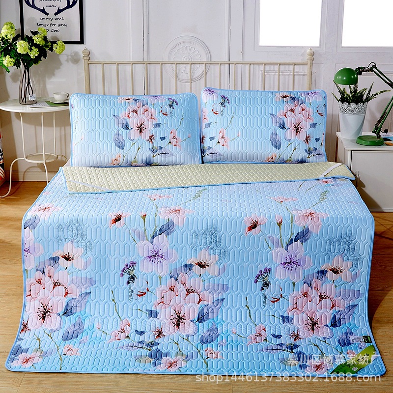 天然乳胶凉席三件套天丝软席可折叠水洗冰丝席空调席厂家批发