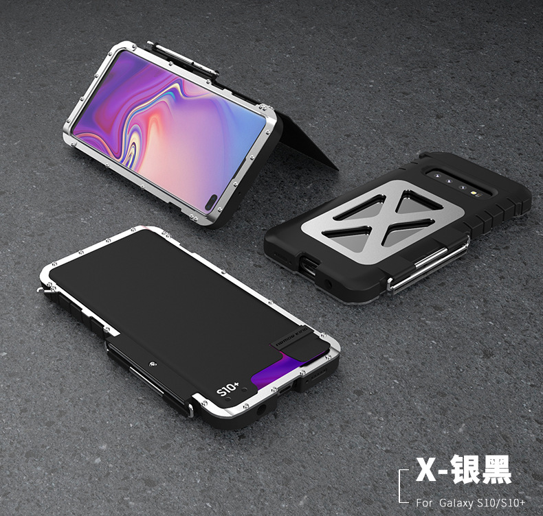 Armor King Iron Man Luxury Shockproof Stainless Steel 360° Rotating Metal Flip Case Cover for Samsung Galaxy S10 Plus & Samsung Galaxy S10