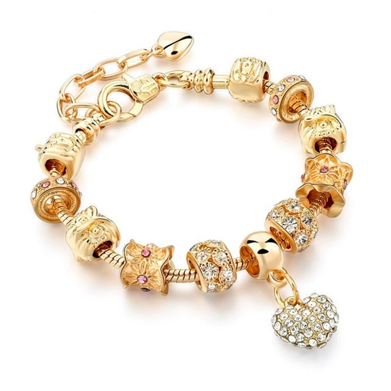Amazon jewelry DIY crystal peach heart shell bracelet I love you glass beads
