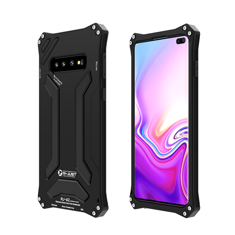 R-Just Gundam Water-resistant Shockproof Dirt-proof Snow-proof Premium Armor Heavy Duty Metal Protective Case Cover for Samsung Galaxy S10 Plus & Samsung Galaxy S10