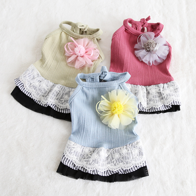 竖条胸花拼布裙