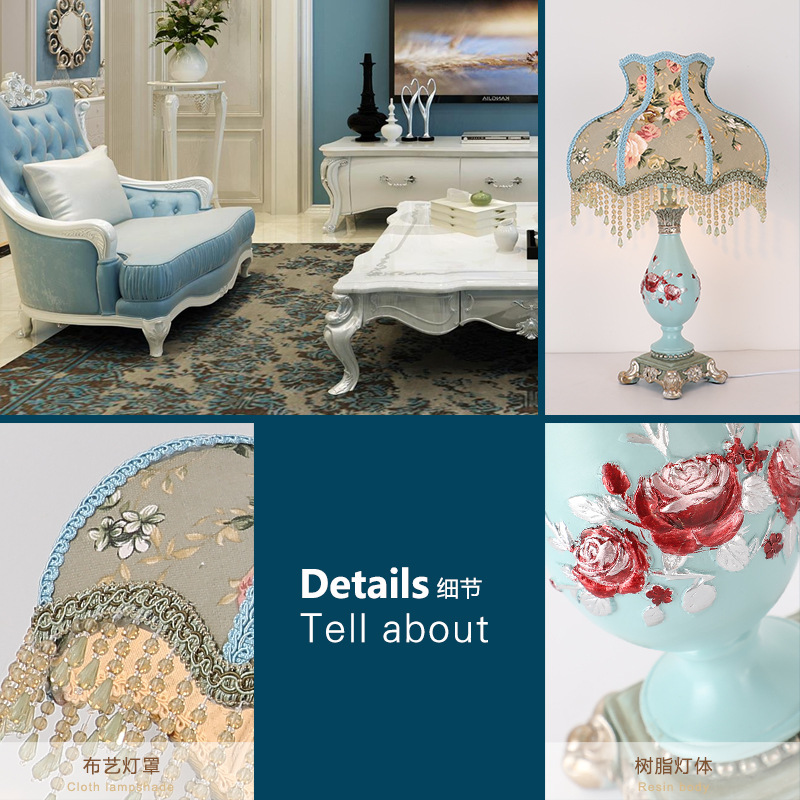 炬胜欧式树脂台灯卧室床头柜浪漫温馨家用个性艺术流须网红台灯