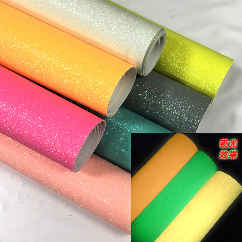 厂家直销 夜光格利特PU革 荧光细粉格力特毛底革 手袋箱包材料