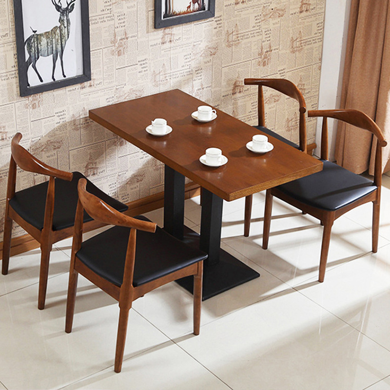 甜品奶茶店实木桌椅餐饮饭店小吃店餐桌椅组合西餐厅咖啡厅桌椅子