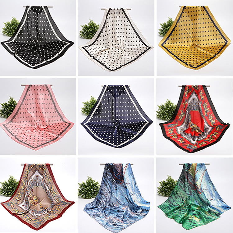 Foulard quadrato in raso per donna sciarpa versatile hijab_voghion.com