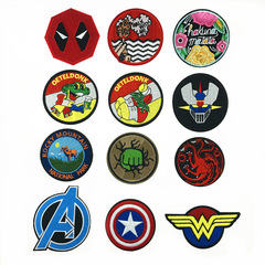 亞馬遜速賣通熱銷兒童可愛卡通布貼圓形微章布貼刺繡補丁貼款