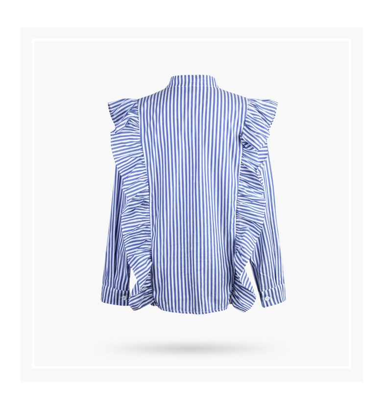 new ruffled blue striped long-sleeved shirt  NSJR51584